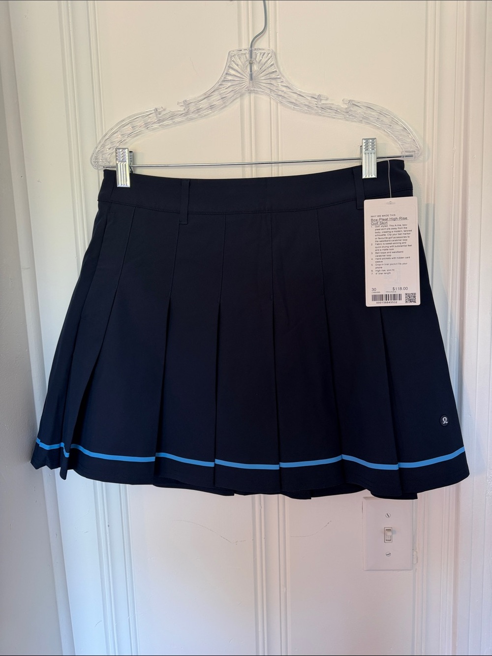 lululemon athletica navy Pleated Skater Skirt with Blue Trim